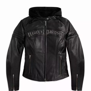 Blouson motard en cuir véritable Miss Enthusiast Triple Vent pour femme Harley-Davidson