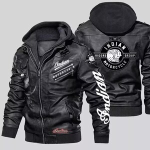 Blouson de motard Indian Motorcycle pour homme | Cuir de vachette véritable de qualité supérieure | Élégant et durable, parfait pour les motards, vêtements de plein air et décontractés