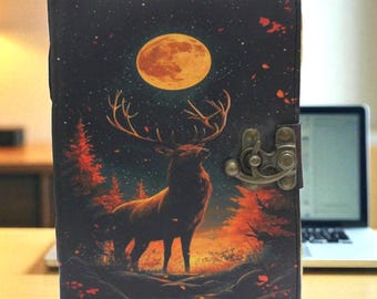 Stag Leather Journal: Handmade Grimoire with Deckle Edge Paper