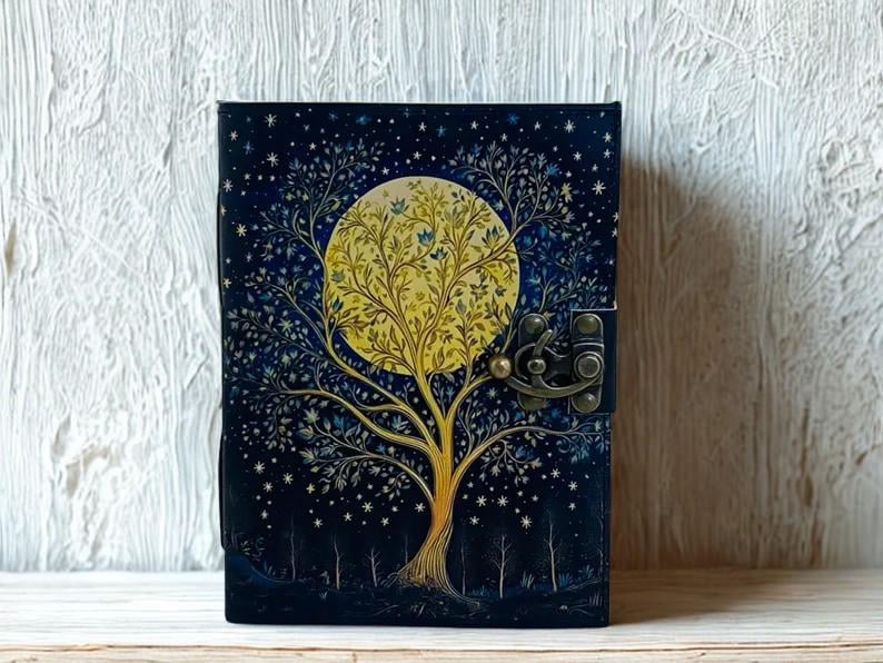 400 Page Grimoire Leather Journal With Tree of Life Design Vintage Book ...