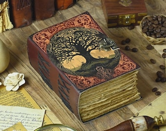 400 pages Large Tree of Life Leather Journal for Women and Men , Blank spell book of shadows, Handmade Deckle Edge Paper, Celestial Journal