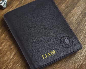 Engraved Leather Wallet for Men Personalized Groomsmen Gift Custom Bifold Wallet Wedding Party Favor Anniversary Gifts For Dad Husband Son