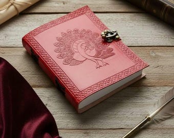 Vintage Leather Journal with Peacock Design Handmade Spell Book of Shadows Embossed Journal 7x5 Travel Notebook Christmas & Anniversary Gift