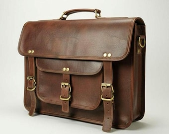 Handmade Leather Messenger Bag Personalised Laptop Briefcase Satchel for Men Work & Travel Office Handbag Crossbody Bag Best Gift Idea