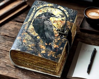 400 pagina's raven vintage grote leren dagboek vintage handgemaakte boek der schaduwen reizen schrijven notitieboekje hekserij dagboek cadeaus voor mannen