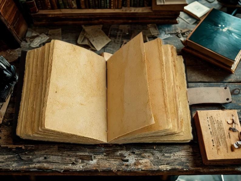 Large 400 Pages Rabbit Grimoire Leather Journal Notebook Journal for women, Handmade Vintage Grimoire Spell Book of Shadows, Witch Notebook