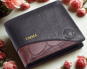 Classic Custom Leather Wallet for Men Personalized Gift for Boyfriend Anniversary Present Fathers Day Birthday or Christmas Gift for Him