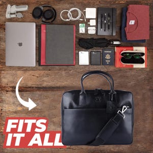 Premium Leather Laptop Bag 13”  Handmade Messenger Briefcase Custom Briefcase for Men Professional Business Bag Christmas Anniversary Gift