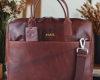 Premium Leather Laptop Bag 13”  Handmade Messenger Briefcase Custom Briefcase for Men Professional Business Bag Christmas Anniversary Gift