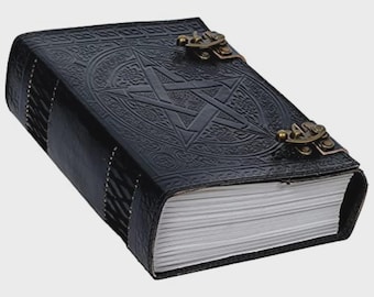 400 Pages Large Pentagram Embossed Leather Journal Extra Large Journal Leather Grimoure Journal Book of Shadows Sketchbook New Year Gift