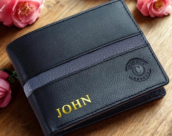 Personalized Leather Wallet Engraved Custom Mens Wallet Fathers Day Gift for Dad Husband Boyfriend Son Anniversary Birthday Gift For Him