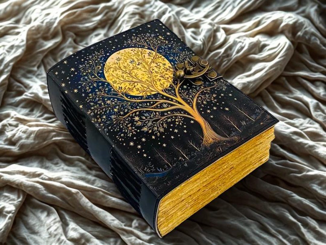 400 Page Grimoire Leather Journal With Tree of Life Design Vintage Book ...