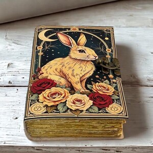 Large 400 Pages Rabbit Grimoire Leather Journal Notebook Journal for women, Handmade Vintage Grimoire Spell Book of Shadows, Witch Notebook