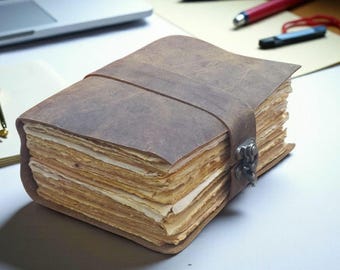 400 pages Rustic Brown Leather Journal Vintage Leather Notebook Blank Spell Book of Shadows Travel Notebook For Men Women Anniversary Gift