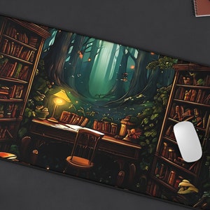 Dark Academia Deskmat, Witchy Mousepad, Enchanted Library Mat, Computer Gaming Desk Mat, Laptop Mat, Mystic Keyboard Pad