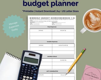 Biweekly Budget Planner Printable | Digital Budgeting Template | Paycheck Breakdown, Sinking Funds, Bill Tracker, Savings Goals