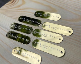 Custom Rose Gold Stainless Steel Clothing Labels: Engraved Brand Tags (100pcs)