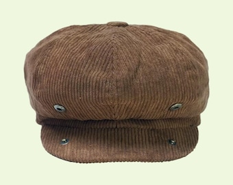 Vintage Newsboy Gatsby Cap Corduroy Hat for Men Women Kids Style Retro Unisex Hat | Fall Winter Cap | Black Brown Flat Cap