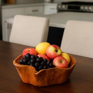 Handmade Natural Wood Fruit Tray – Irregular Wooden Bowl for Bread, Salad, Snacks, Sushi, Candy & Rustic Home Decor