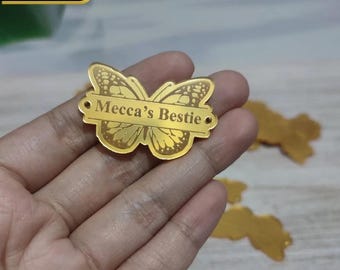 30pcs Custom Butterfly Acrylic Brand Labels: Personalized Logo Tags