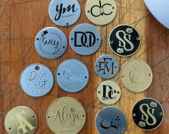 Custom Engraved Metal Logo Tags: Stainless Steel or Brass, 2cm, 50pcs