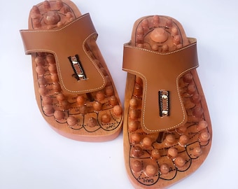 Wooden Acupressure Massage Sandals: Gout Relief, Reflexology Slippers