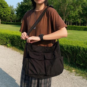 Large Canvas Crossbody Messenger Bag: Unisex Travel Tote