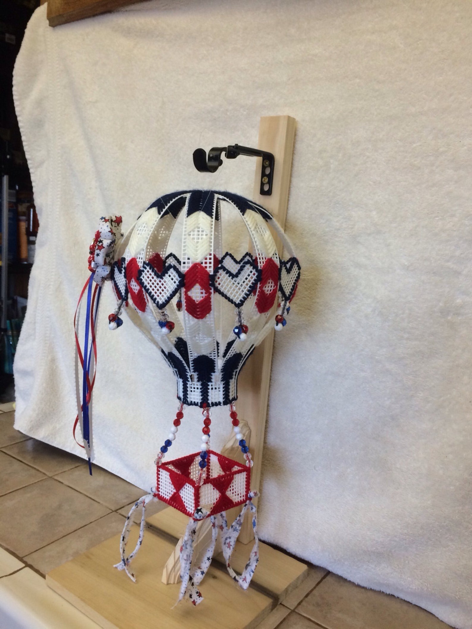 Plastic Canvas Hot Air Balloon Red White and blue Fourth of Etsy