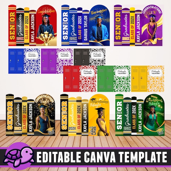 Plantillas de decoración para libros de graduación: Panel de Canva editable (descarga digital)