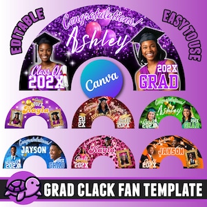 Graduation Clack Fan Templates, Editable Canva Clack Fan Template Bundle,  Easly Editable Drag & Drop, Senior Template, Ready to  Edit