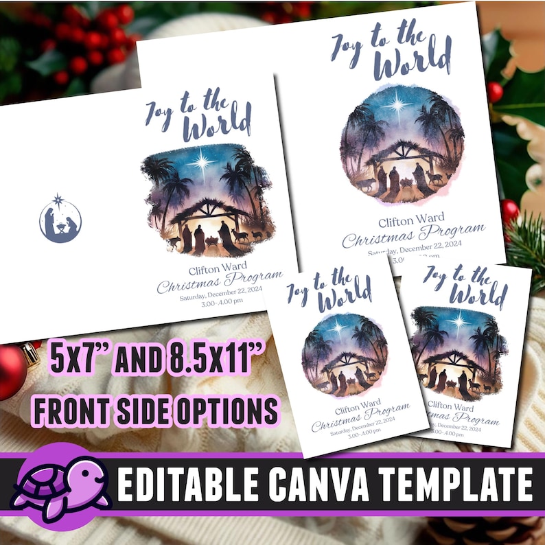 LDS Christmas Program Template , Canva Nativity Party Invitation ...