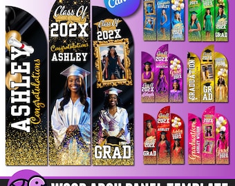 Modelo de fundo para painel de arco de formatura: design editável do Canva (download digital)