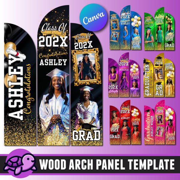 Plantilla de fondo para arco de graduación: Diseño editable en Canva (descarga digital)