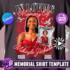 In Loving Memory Memorial Shirt Template, Memorial PNG, RIP, Heaven&#39;s Stairway, Red Memorial Shirt, Funeral, Remembrance, DTF, Dtg, Bundle