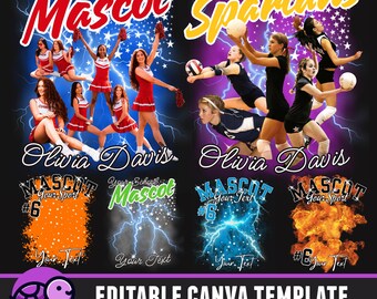 Plantilla editable de Canva para camiseta pirata de animadoras, mascota escolar, camiseta escolar personalizada, camiseta con collage de fotos, camiseta retro de los 90 PNG, DTF
