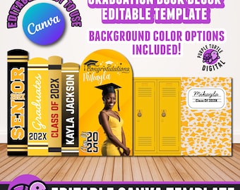 Abschluss Buch Dekor Vorlage bearbeitbar Canva, Grad Party Heimkehr, Abschluss Panel Board, Gelb Grad Backdrop Arch Foam Board, Abschlussball