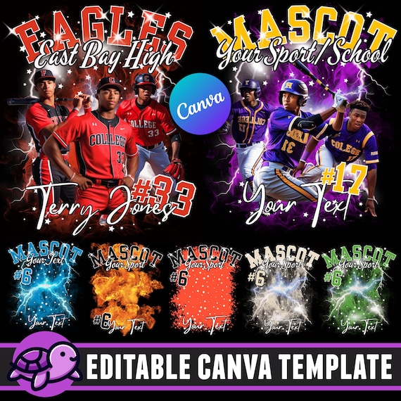 Baseball Mascot Shirt Editable Canva Template, Custom Homecomig and School Design, Photo Collage Shirt, 90s T Shirt PNG, DTF, Sublimation