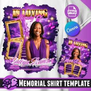 In Loving Memory Memorial Shirt Template, Memorial PNG, RIP, Heaven&#39;s Stairway, Purple Memorial Shirt, Funeral, Remembrance, DTF, Bundle
