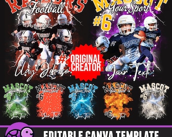 Football Mascot Shirt Editable Canva Template, Custom Homecomig and School Design, Photo Collage Shirt, 90s T Shirt PNG, DTF, Sublimation