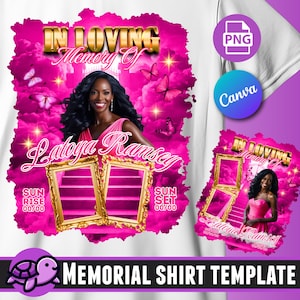 In Loving Memory Memorial Shirt Template, Pink Memorial PNG, RIP, Heaven Stairway,  Canva Memorial Shirt, Funeral, Remembrance, DTF, Bundle