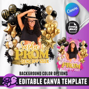 Prom Send Off T-shirt Template, Editable in Canva, Graduation Party Design, PNG Sublimation, 2025 Prom Shirt Design, DTF or DTG