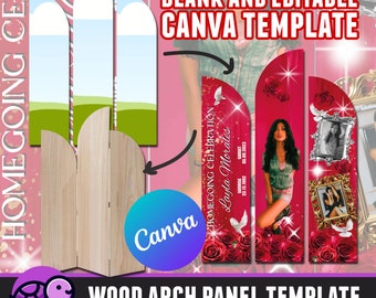 Hobby Lobby Wood Arch Panel Backdrop Template, Blank Frame and Editable Canva Design, Drag & Drop,Memorial Design, Birthday Design and more