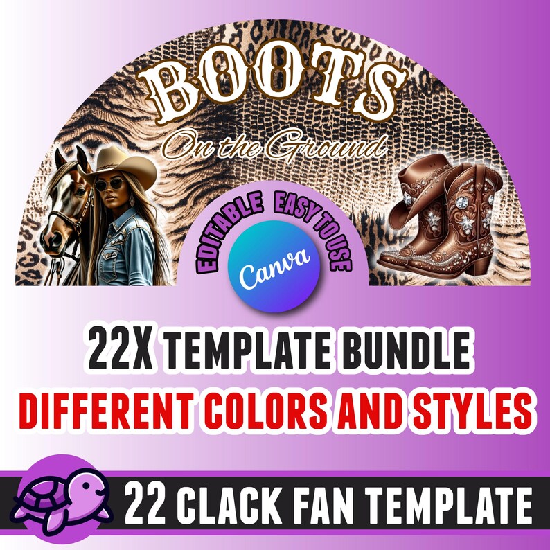 Boots & Pearls Clack Fan Canva Template: Rodeo Birthday (digital ...