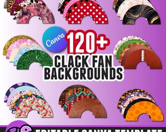 Mais de 120 fundos de fãs Clack: faroeste, leopardo, glitter, floral (modelo Canva - download digital)