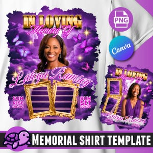In Loving Memory Memorial Shirt Template, Memorial PNG, RIP, Heaven&#39;s Stairway, Purple Memorial Shirt, Funeral, Remembrance, DTF, Bundle