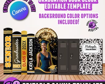 Graduation Book Decor Template: Black & Gold Party Backdrop (Digital Download)