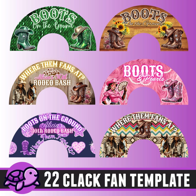 Boots & Pearls Clack Fan Canva Template: Rodeo Birthday (digital ...
