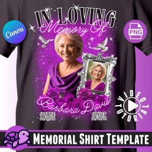 In Loving Memory Shirt Template, Memorial PNG, Forever in our Hearts, RIP, Purple Memorial Shirt, Funeral, Remembrance, DTF, Dtg, Bundle