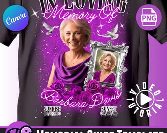 In Loving Memory Shirt Template, Memorial PNG, Forever in our Hearts, RIP, Purple Memorial Shirt, Funeral, Remembrance, DTF, Dtg, Bundle