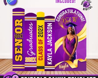 Graduierung Buch Dekor Vorlage: Lila Grad Party Hintergrund (Digitaler Download)